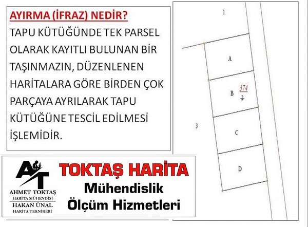 İfraz için arazi ve parsel düzenleme çalışması